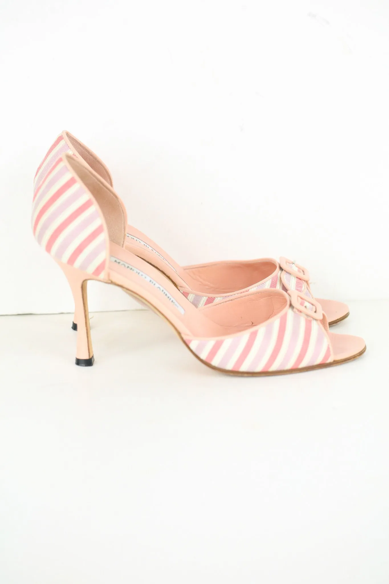 Manolo Blahnik Pink Peep Toe Pumps (37.5)