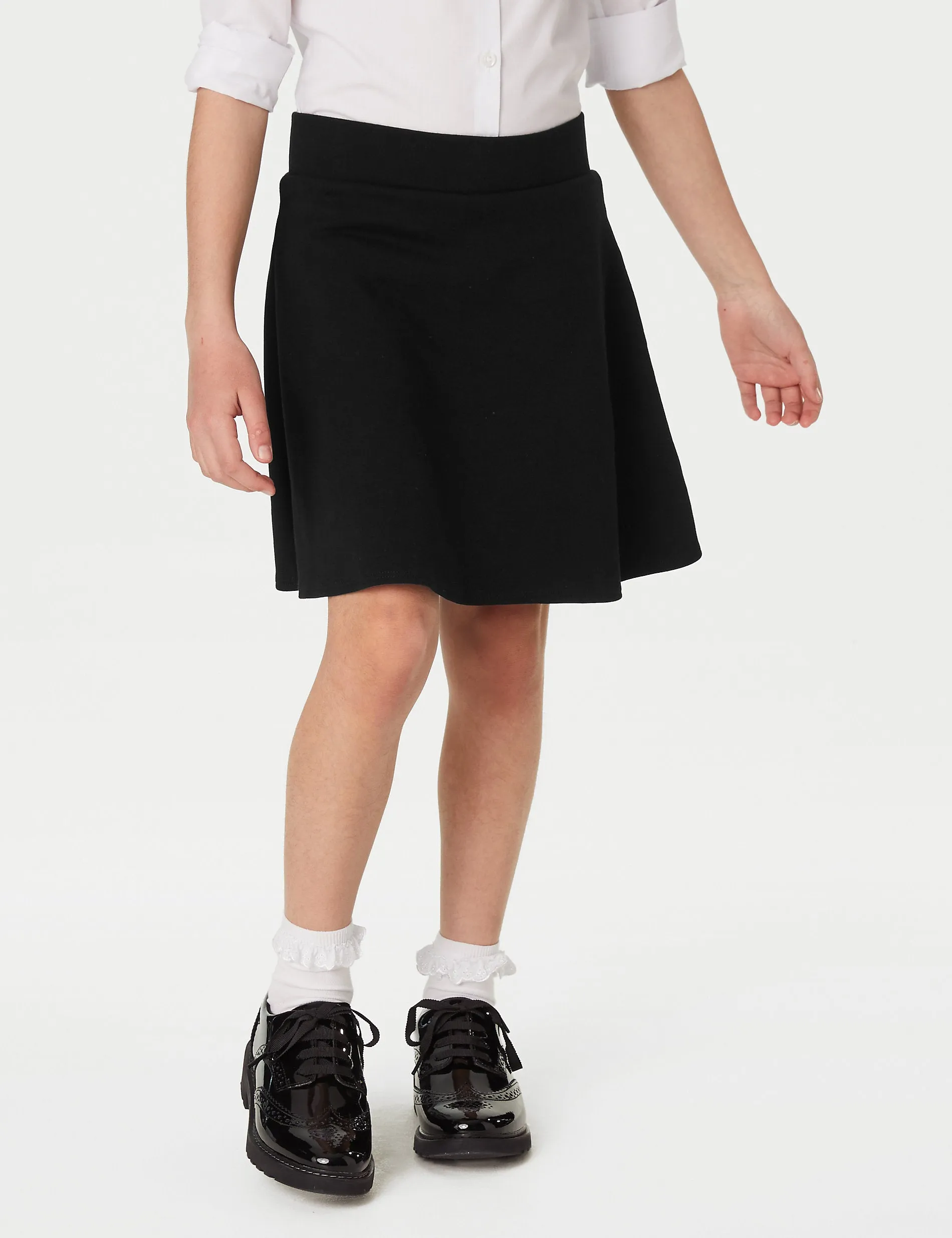 Marks & Spencer Girls Jersey School Skirt (2-18yrs) Black