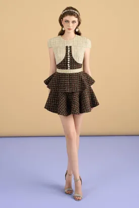 Martha A-line Wavy Tweed Mini Skirt