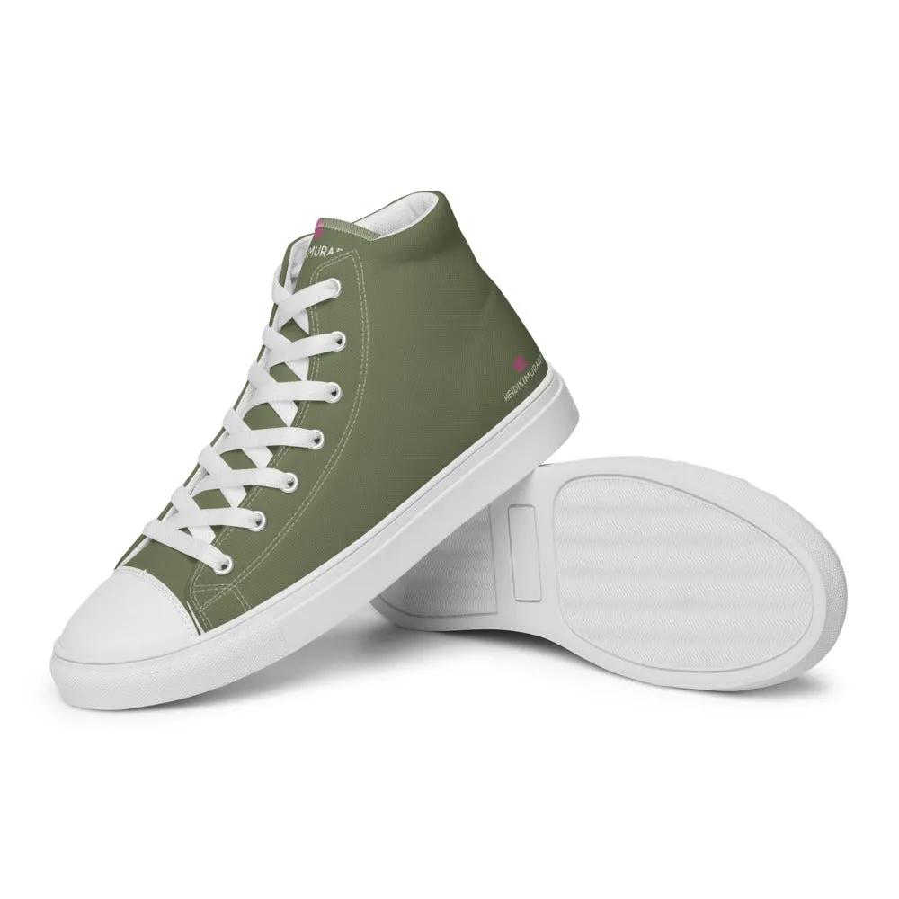 Matcha Green Men's Sneakers, Modern Minimalist Best Solid Color Canvas High Top Shoes For Men