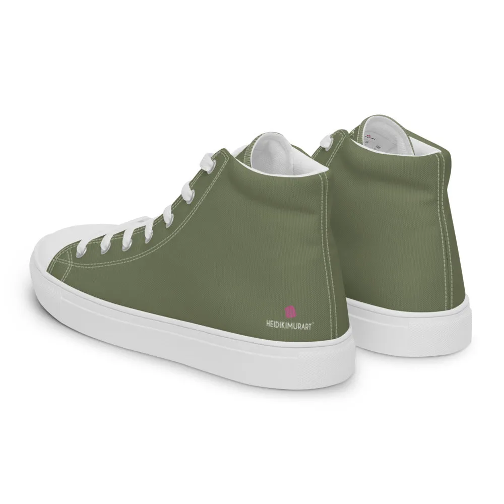 Matcha Green Men's Sneakers, Modern Minimalist Best Solid Color Canvas High Top Shoes For Men