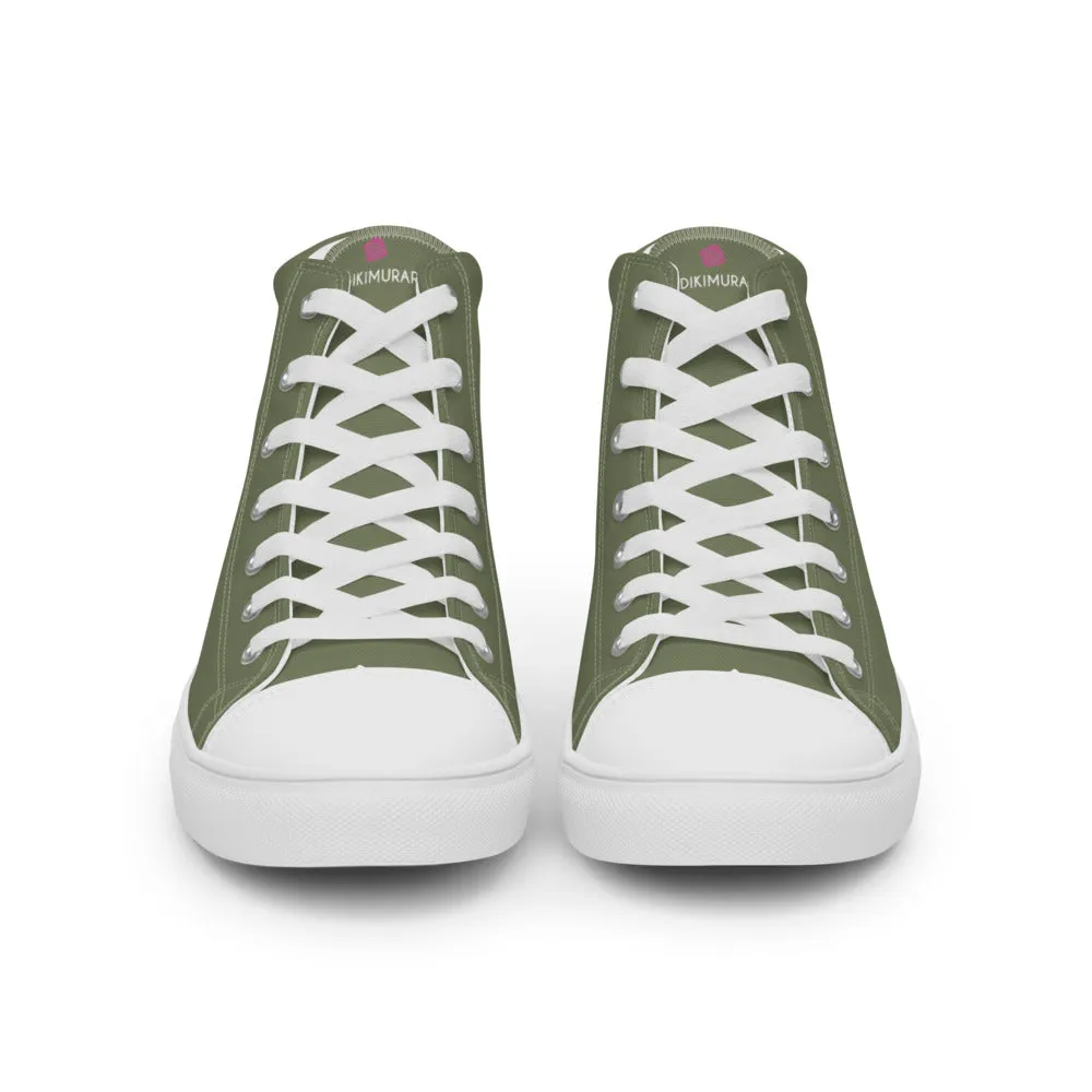 Matcha Green Men's Sneakers, Modern Minimalist Best Solid Color Canvas High Top Shoes For Men