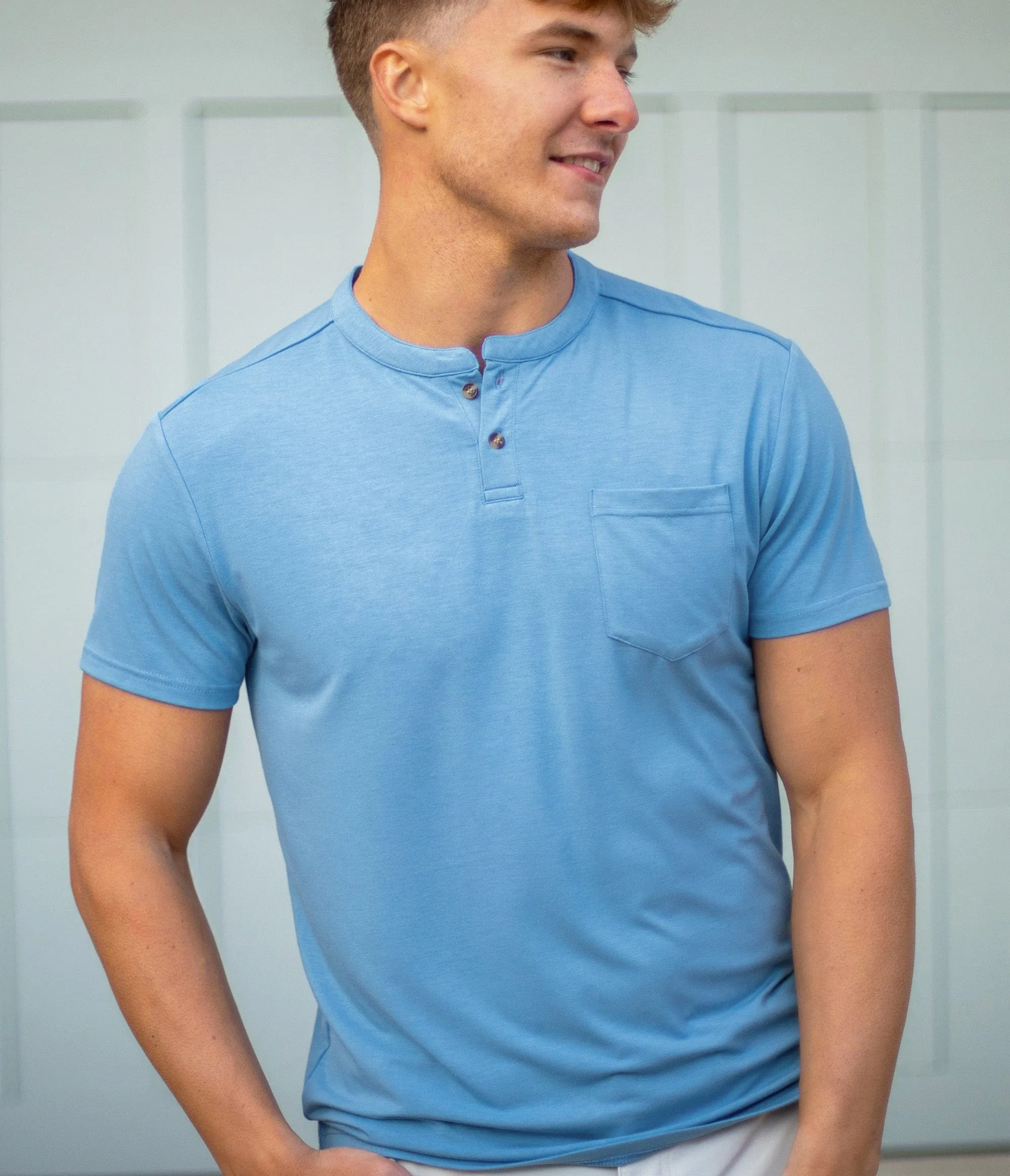 Max Comfort Henley SS - Marine Blue