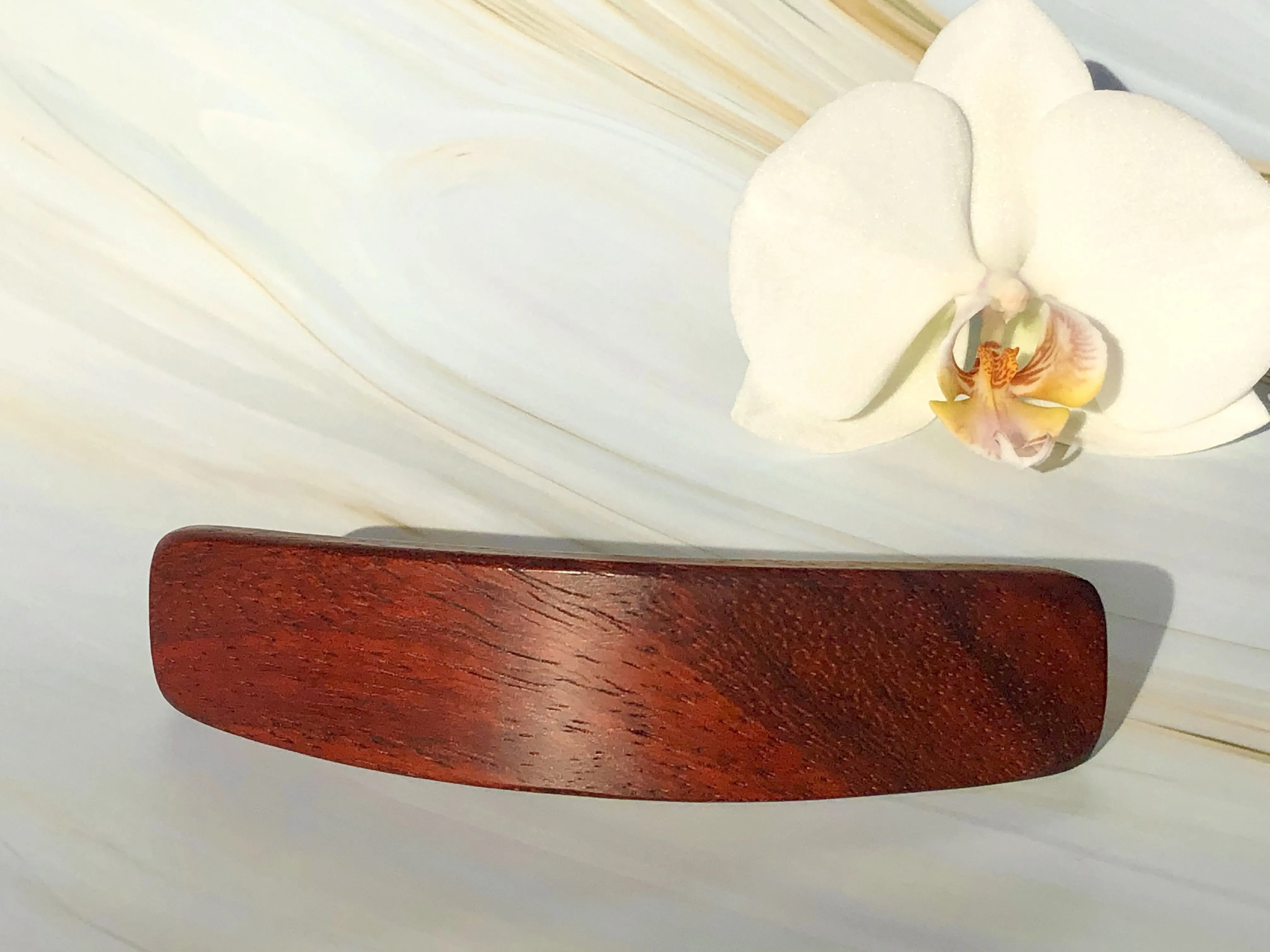 Medium Padauk wood barrette, thick hair barrette, fine hair clip, red wood barrette,