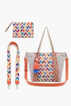 Medium Tote with Bag Strap & Pouch Aztec Chevron