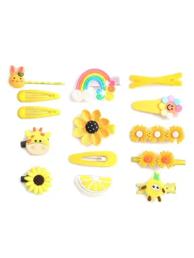 Melbees by Yellow Chimes Hair Clips for Girls Kids Hair Clip Hair Accessories For Girls Cute Characters Pretty Tiny Hair Clips for Baby Girls 14 Pcs Yellow Alligator Clips for Baby Hair Clips For Kids