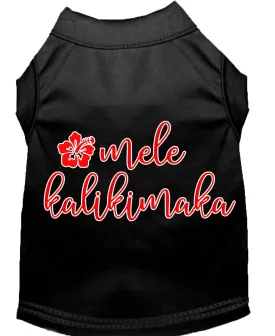 Mele Kalikimaka Screen Print Dog Shirt Black Xxl