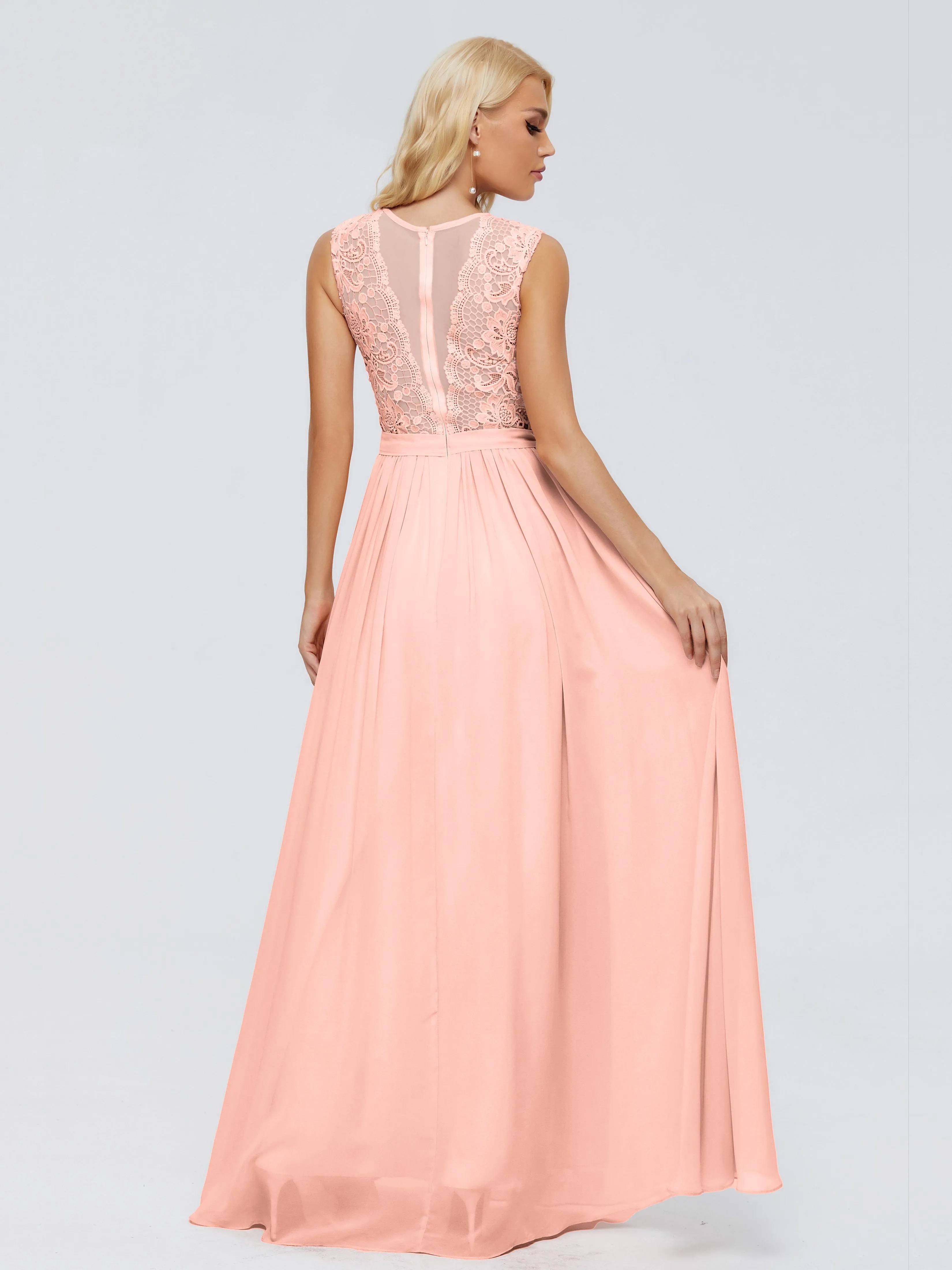 Melody Elegant Bateau Chiffon Bridesmaid Dresses