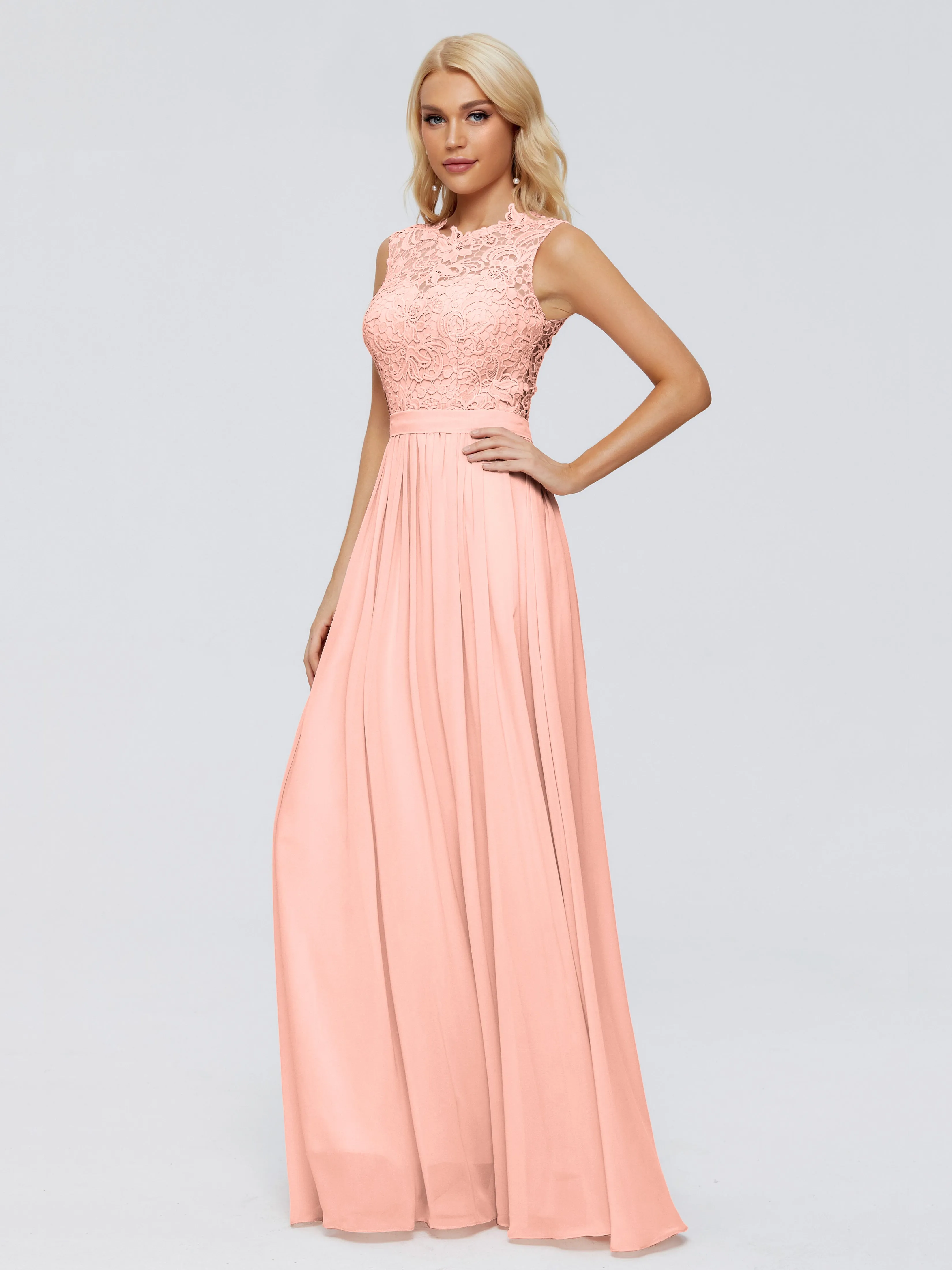 Melody Elegant Bateau Chiffon Bridesmaid Dresses