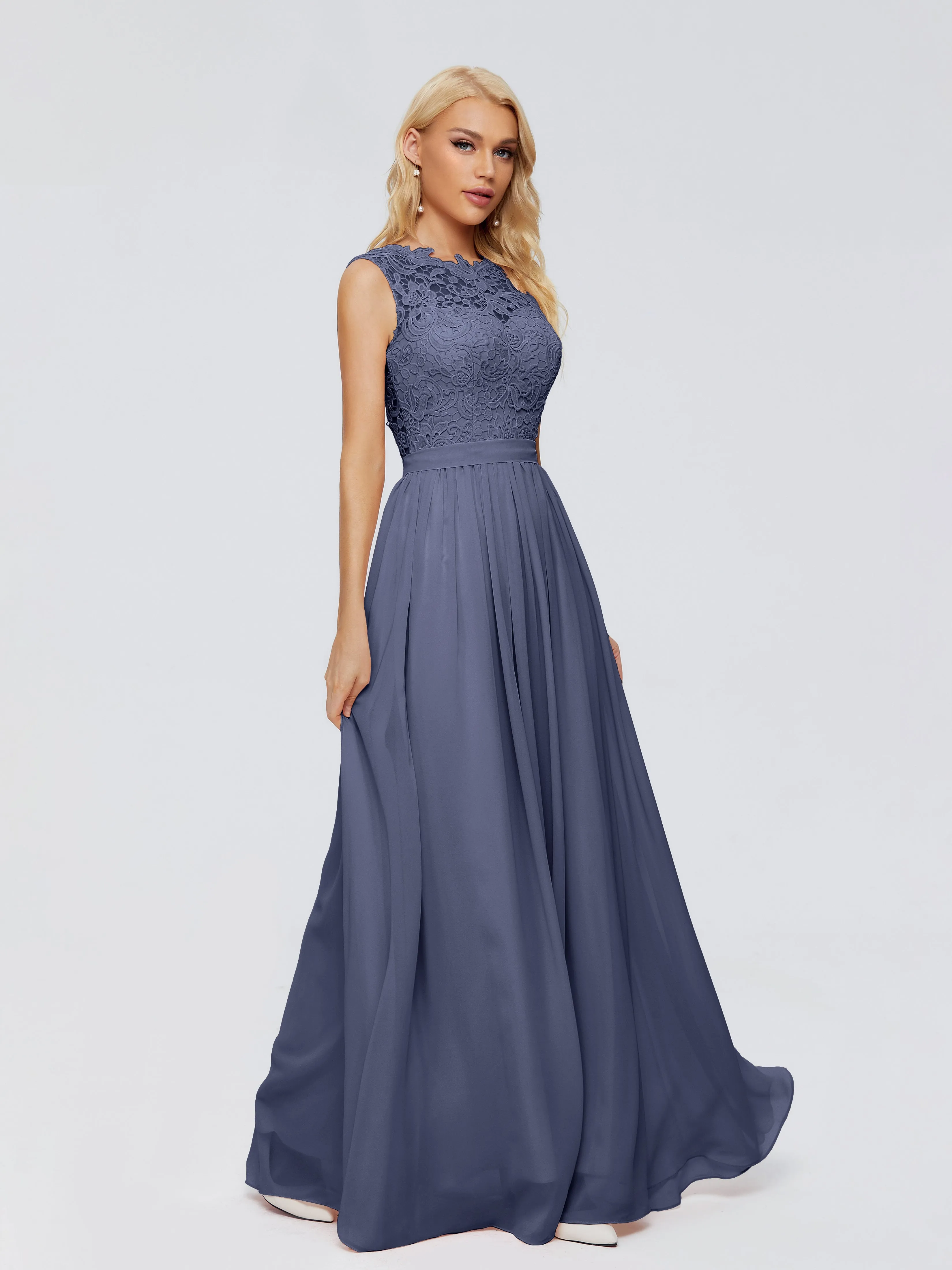 Melody Elegant Bateau Chiffon Bridesmaid Dresses