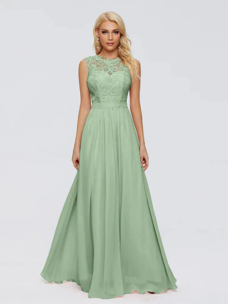 Melody Elegant Bateau Chiffon Bridesmaid Dresses