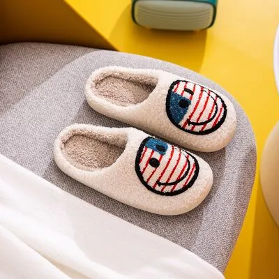 Melody Patriotic Flag Smiley Face Slippers