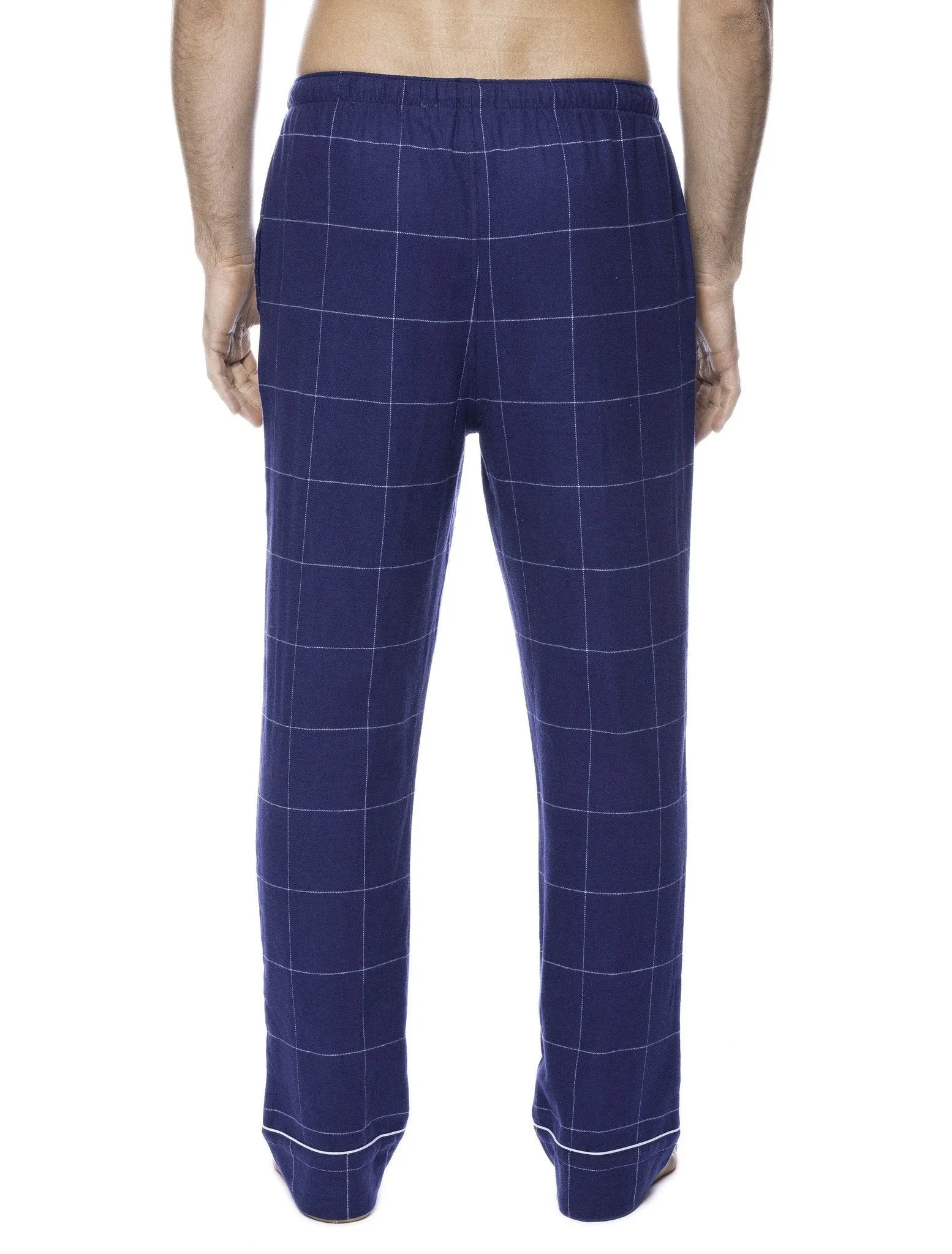 Men's 100% Cotton Flannel Lounge Pants - 2 Pack - 2-Pack (Windowpane Checks Blue-Red/Dark Blue)