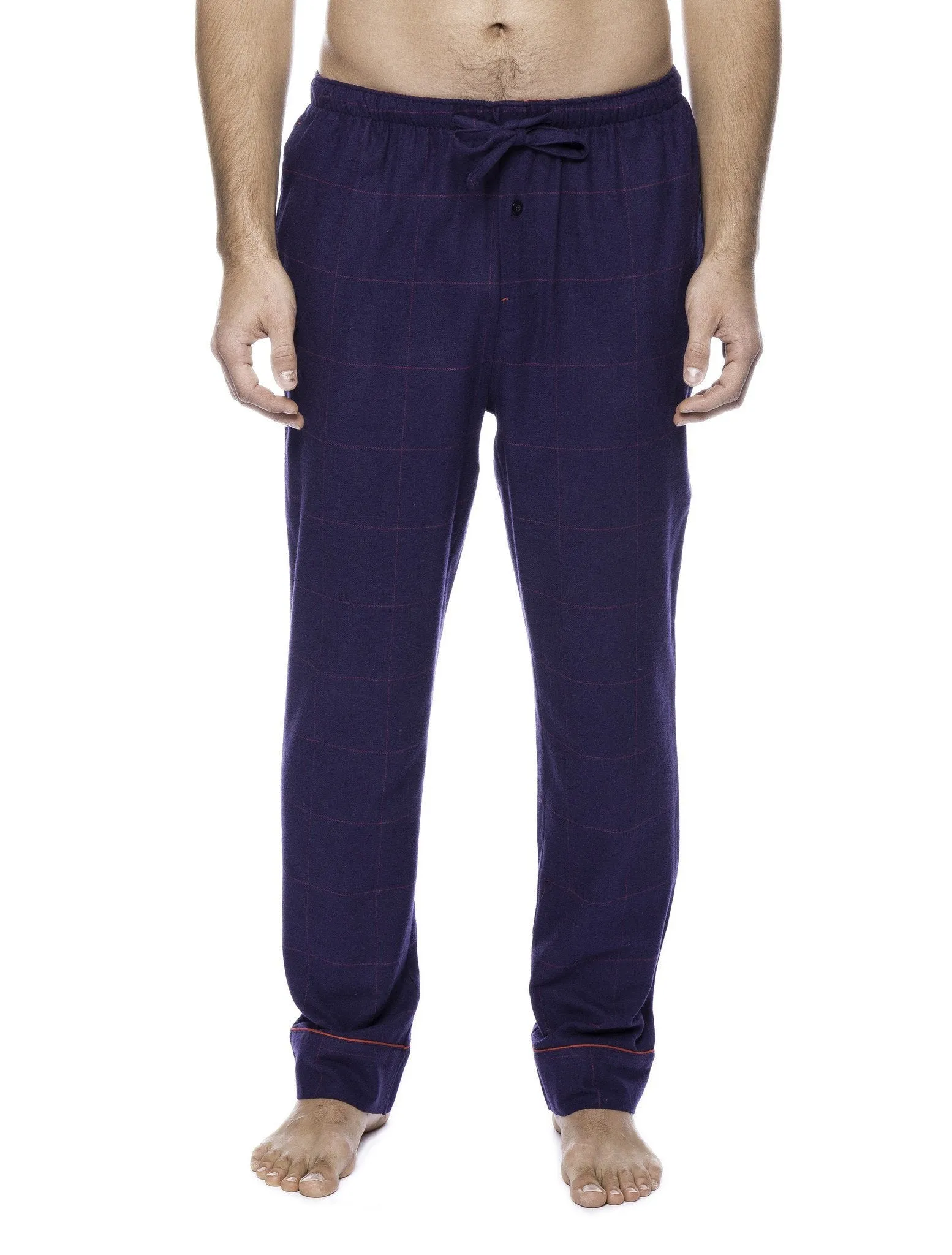 Men's 100% Cotton Flannel Lounge Pants - 2 Pack - 2-Pack (Windowpane Checks Blue-Red/Dark Blue)