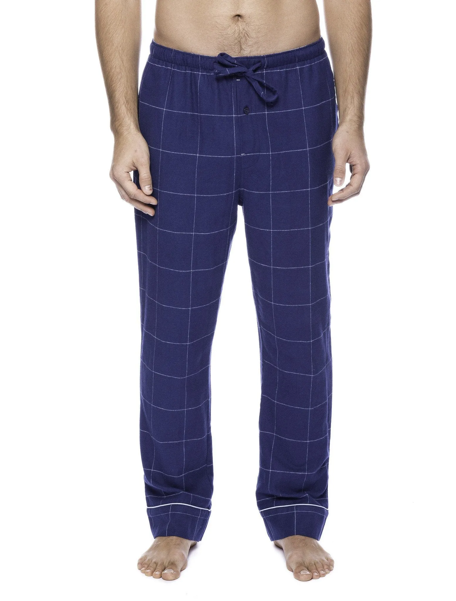 Men's 100% Cotton Flannel Lounge Pants - 2 Pack - 2-Pack (Windowpane Checks Blue-Red/Dark Blue)