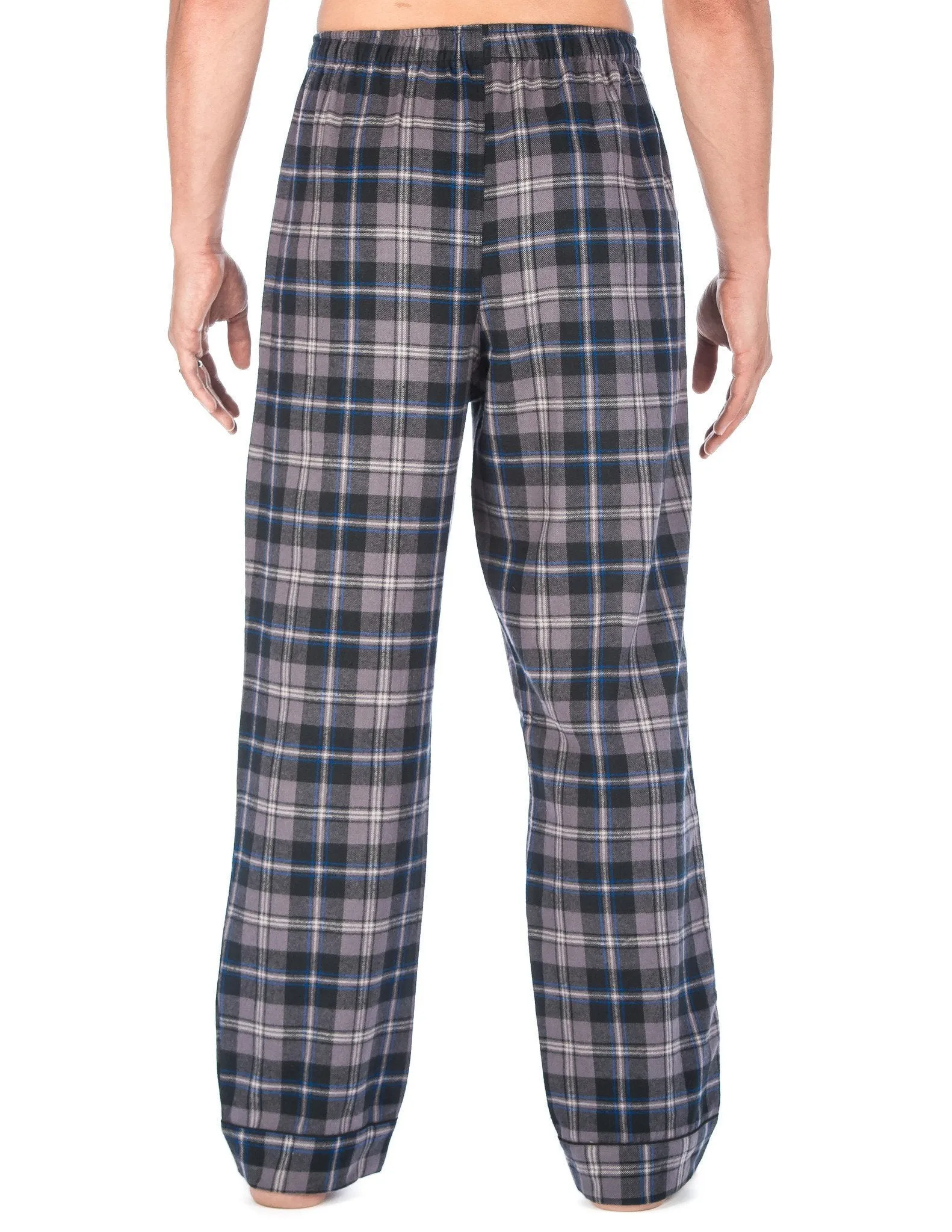 Mens 100% Cotton Flannel Lounge Pants (Relaxed Fit) 2-Pack - 2-Pack (Denim and Brown Tone)