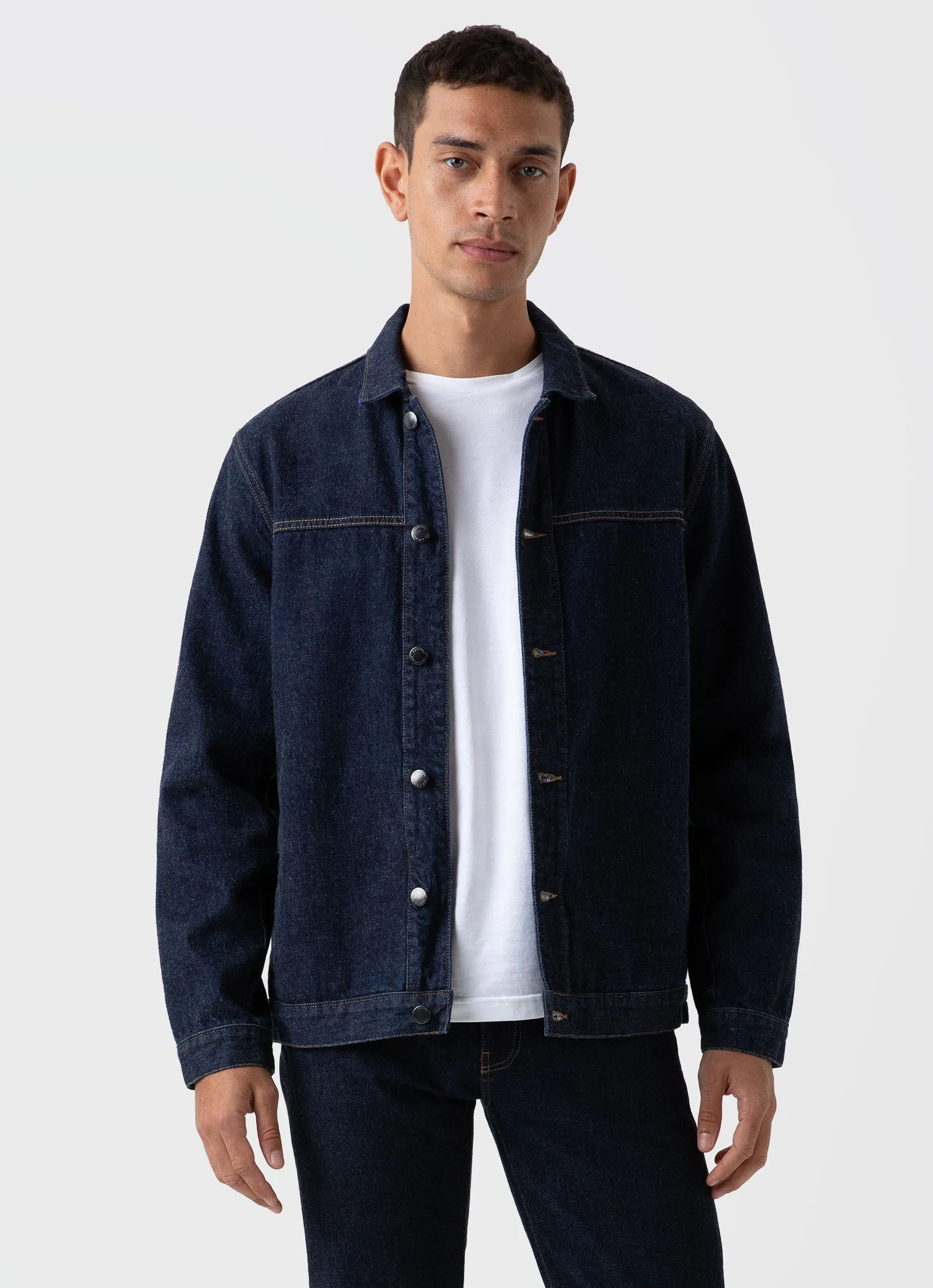 Men's 13oz Japanese Denim Jacket in Rinse Wash Denim