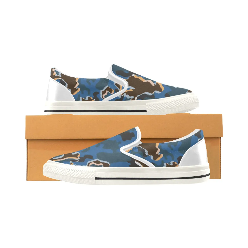 Men's Abstract Camouflage Print Canvas Slip-on Shoes