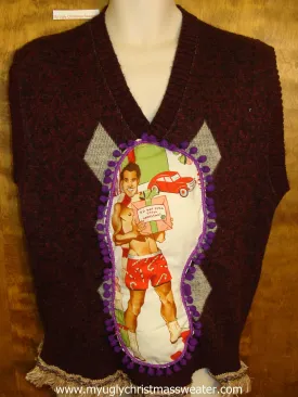 Mens Argyle Hottie Guy Ugly Christmas Sweater Vest