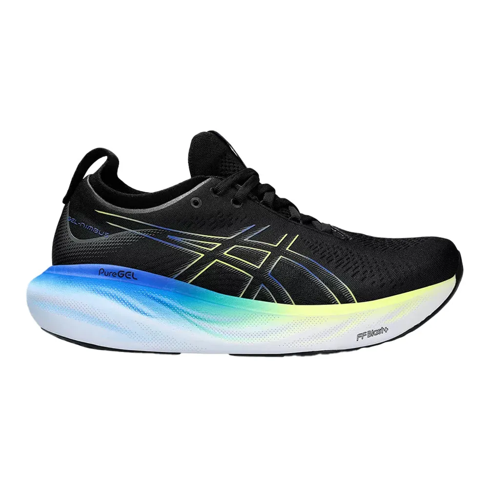 Men's Asics GEL-Nimbus 25, Black/Glow Yellow, 9 D Medium