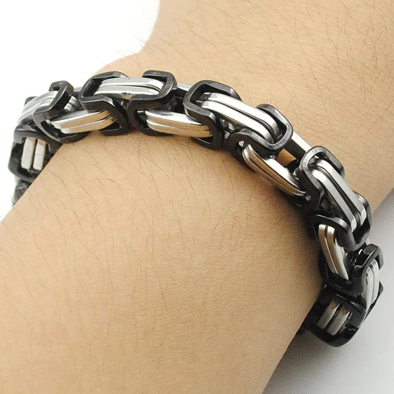 Men's Bracelets Gold Chain Link Bracelet Stainless Steel Byzantine