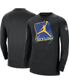 Men's Branded Black Golden State Warriors Courtside Max 90 Vintage-like Wash Statement Edition Long Sleeve T-Shirt Jordan ,  black