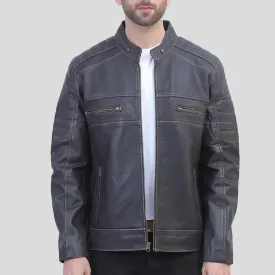 Men's Brown Rub Off Cafe Racer Leather Jacket