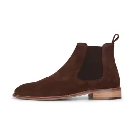 Men's Brown Suede Leather Slip On Chelsea Ankle Boots