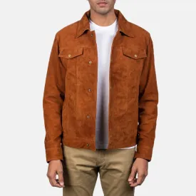 Mens Brown Suede Trucker Jacket