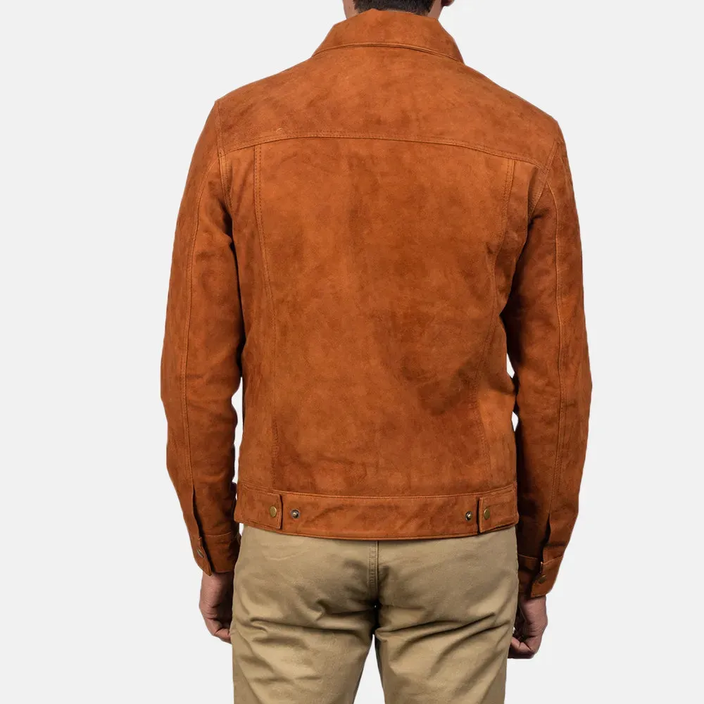 Mens Brown Suede Trucker Jacket