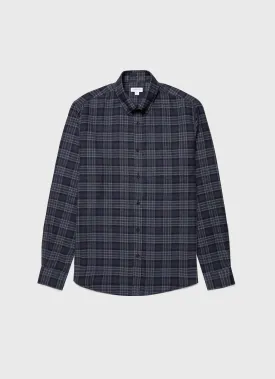 Men's Button Down Flannel Shirt in Navy Check