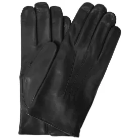 Men's Cashmere Lined Black Leather Napoli Gloves