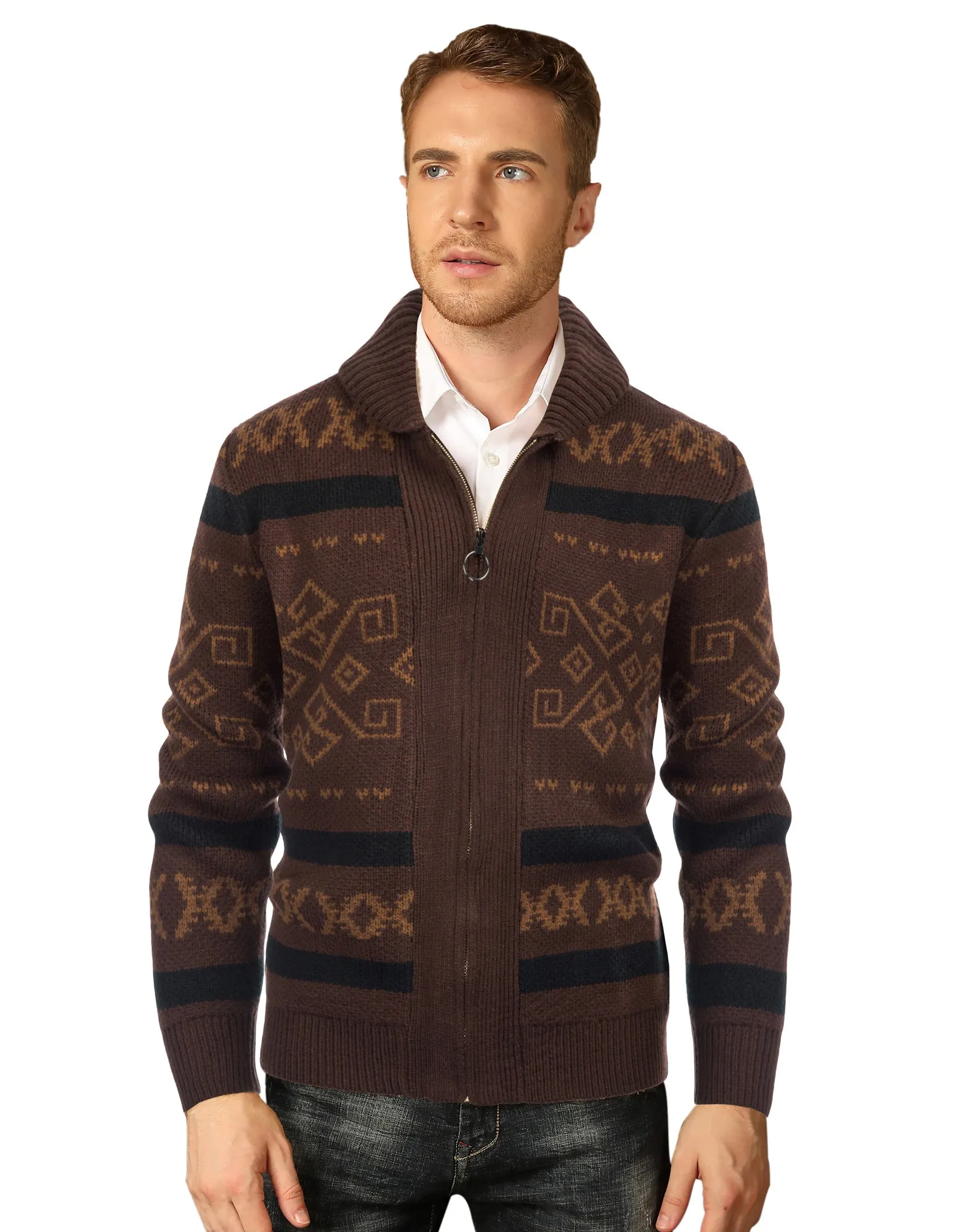 Men's Casual Curling Sweater Cardigans Button Down Knitted Sweater