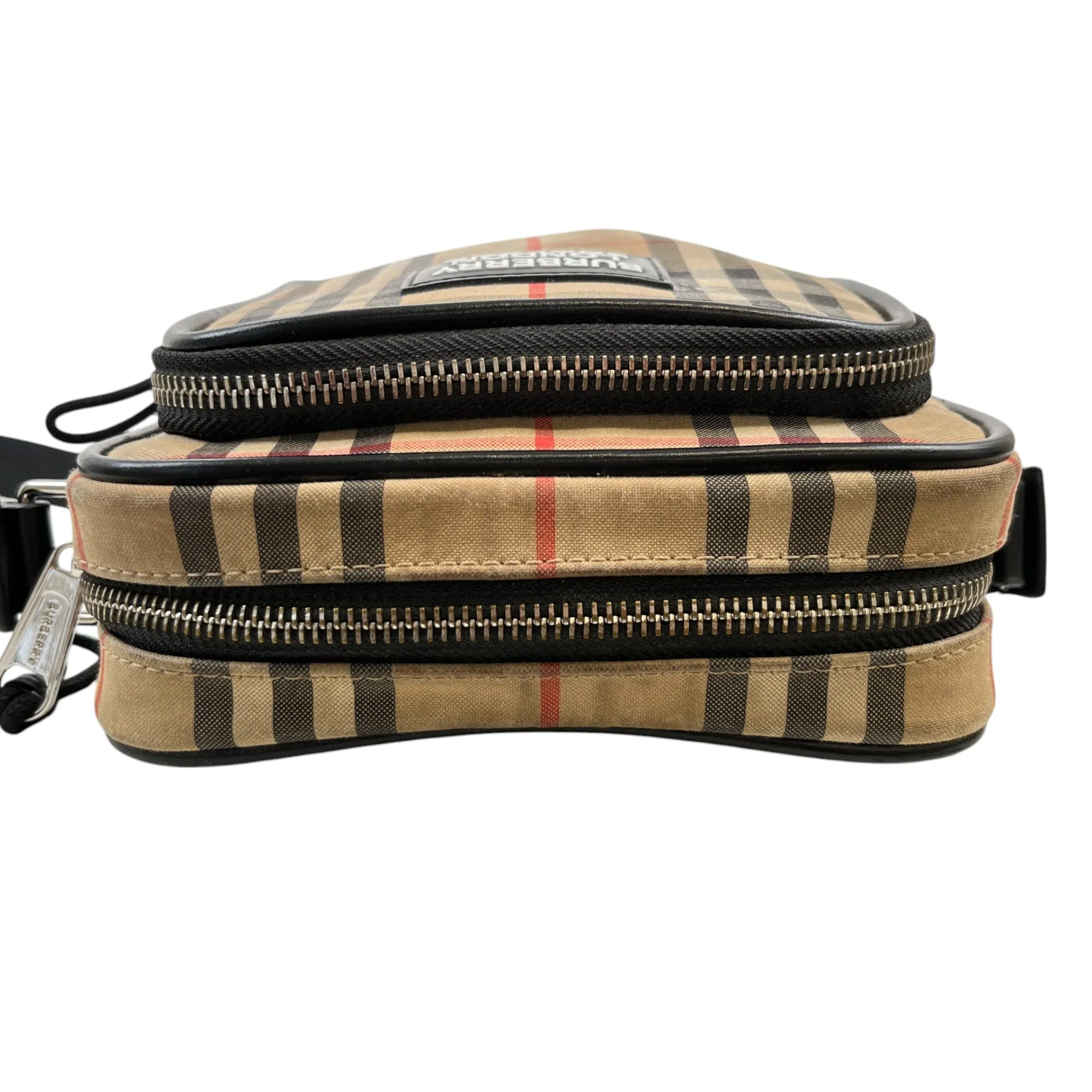 Men's Check Messenger Bag Beige