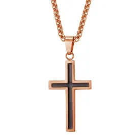 Men's Christian Necklace <br> Black And Rose Gold