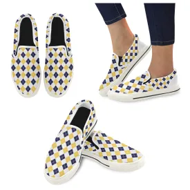 Men's Diagonal Checks Print Slip-on Canvas Shoes