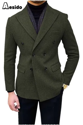 Men's Double Breasted Peak Lapel Blazer