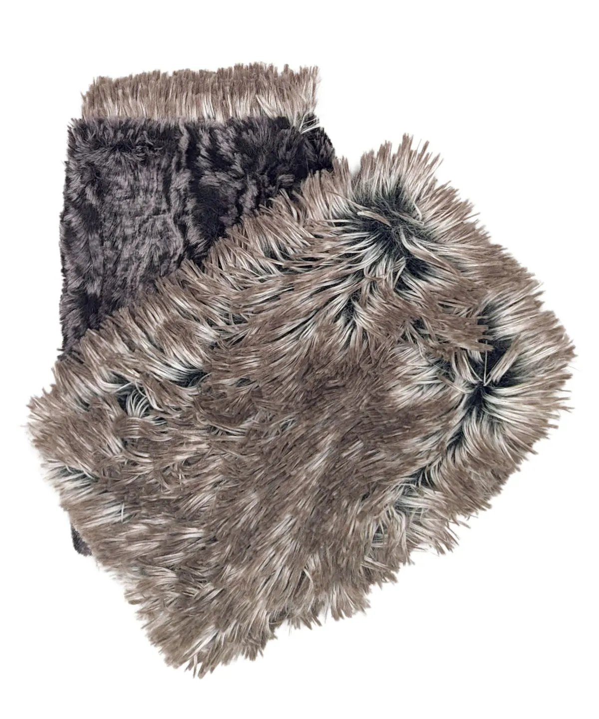 Men's Fingerless / Texting Gloves, Reversible - Luxury Faux Fur in Siberian Lynx (One Left!)