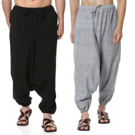 Men's Harem Pant Pack of 2 | Grey & Black | Fits Waist Size 28" to 36"