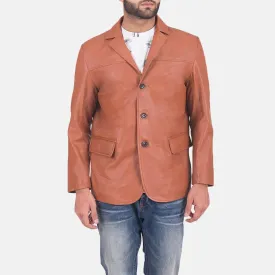 Mens James Tan Brown Leather Blazer