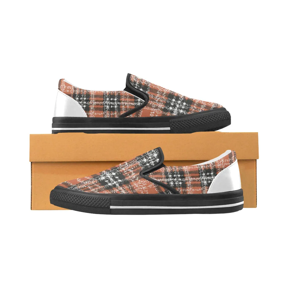 Men's Plaid Checkers Print Canvas Slip-on Shoes