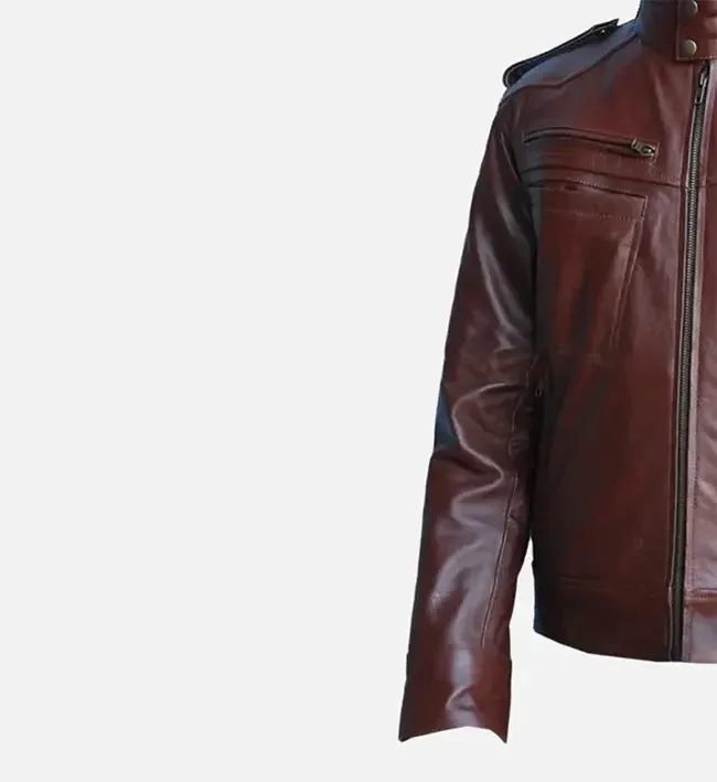 Men's Reddish Brown Leather Jacket