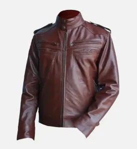 Men's Reddish Brown Leather Jacket