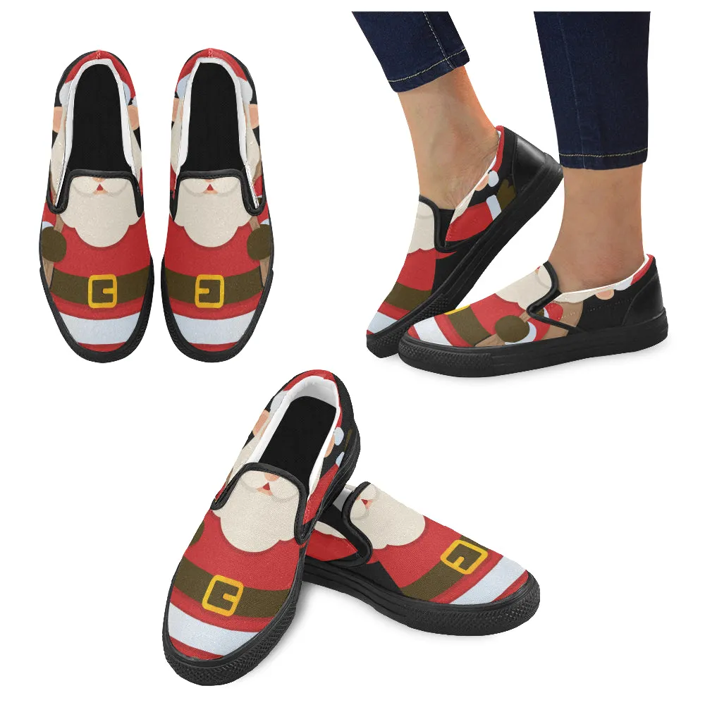 Men's Santa Claus Christmas Print Canvas Slip On Shoes