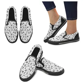 Men's Snow Leopard Print Slip-on Canvas Shoes