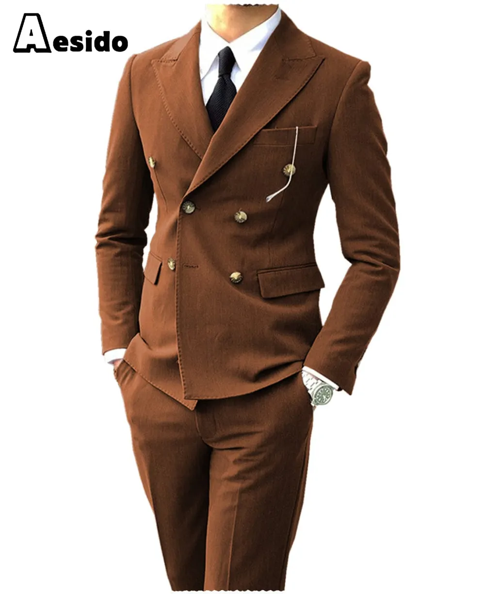 Men's Suit Peak Lapel Double Breasts Jacket (Blazer Pants)