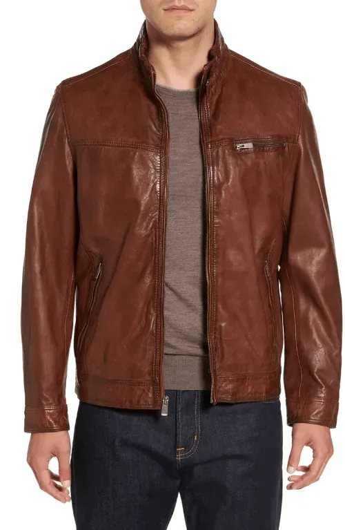 Mens Tan Brown Leather Jacket