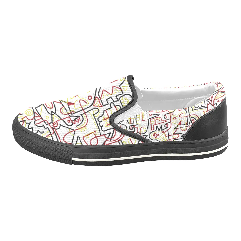 Men's Tangled Doodle Print Canvas Slip-on Shoes