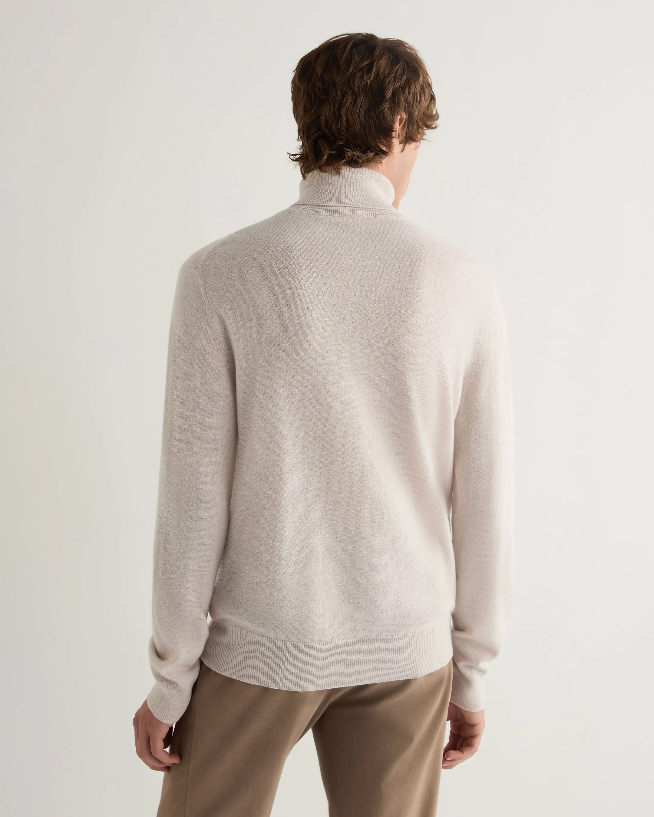 Men's Trafalgar Roll Neck Cashmere Jumper Frost White