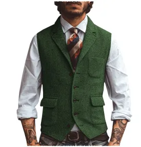 Men's Vest Notch Lapel Single Breasted Waistcoat